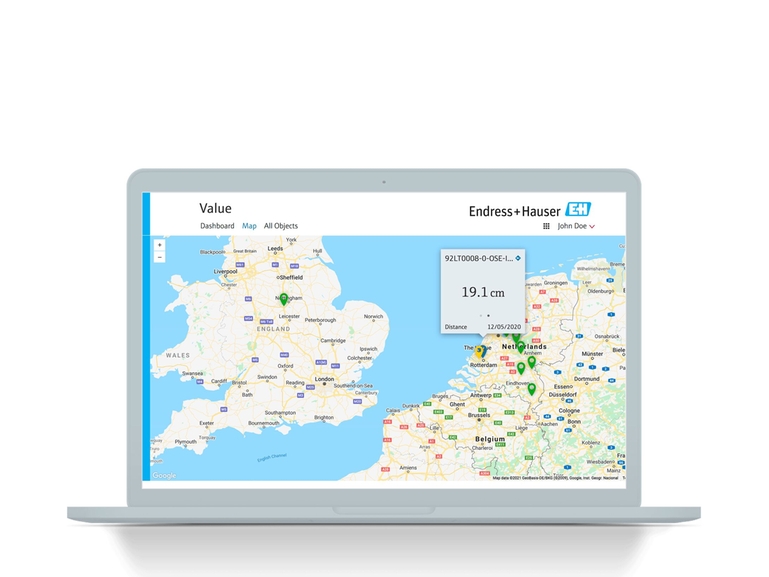 Netilion Value: screenshot dell'interfaccia del servizio di monitoraggio dei dati basato sull'IIoT su notebook