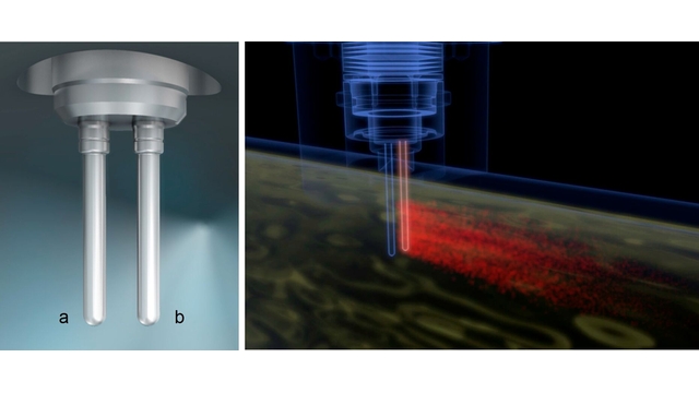 Grafico che mostra la sonda di un misuratore di portata massica a dispersione termica