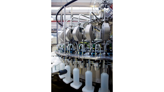 several Coriolis flowmeters from Endress+Hauser mounted in a filling application