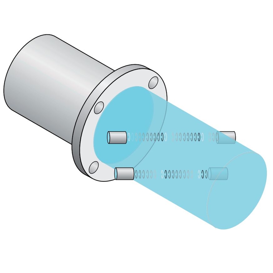 Graphic showing an ultrasonic inline sensor