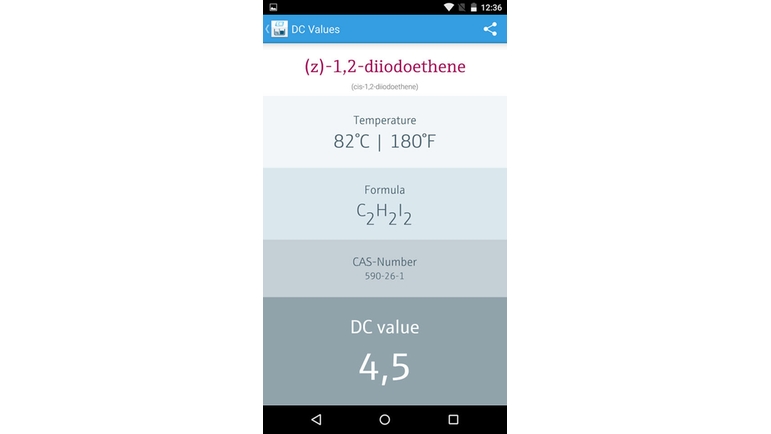 Screenshot DC Values app - detail screen