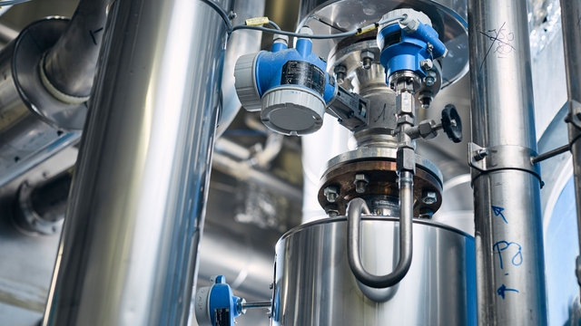 Picture of a Prowirl vortex flowmeter from Endress+Hauser in a steam application