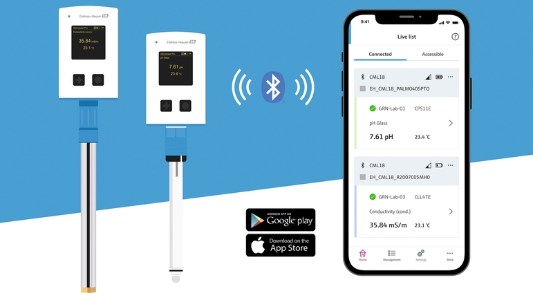 Con Memobase Pro, potete connettere simultaneamente il vostro smartphone a due dispositivi Liquiline Mobile.