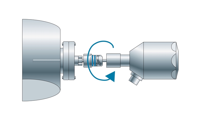 Connessione al processo iTHERM QuickNeck installata nel termometro RTD per applicazioni igieniche