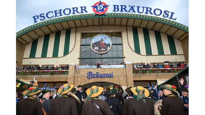 Padiglione del festival Pschorr Bräurosl all'Oktoberfest di Monaco